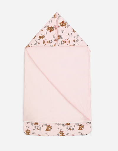 Shop Dolce & Gabbana Baby Leopard-print Jersey Sleep Sack In Pink