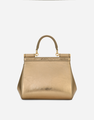 Dolce & Gabbana Sicily Metallic Leather Tote Bag In Gold