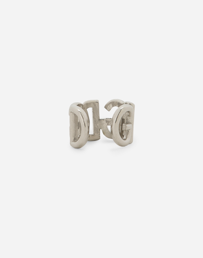 Shop Dolce & Gabbana Single Ear Cuff With Dg Logo In Silver