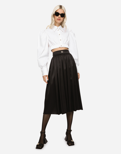 Shop Dolce & Gabbana Poplin Shirt With Puff Sleeves In White