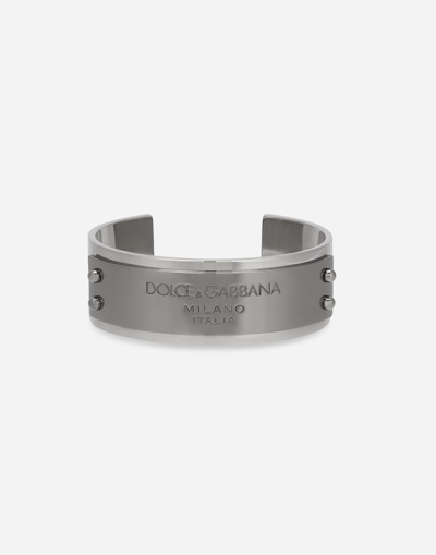 Shop Dolce & Gabbana Rigid Bracelet With Dolce&gabbana Logo In Silver