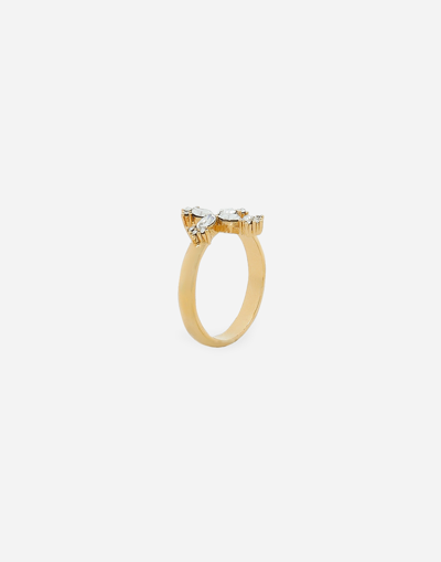 Shop Dolce & Gabbana Ring With Rhinestone-detailed Cross In Gold