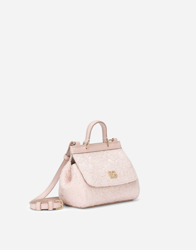 Shop Dolce & Gabbana Cordonetto Lace Mini Sicily Bag In Pink