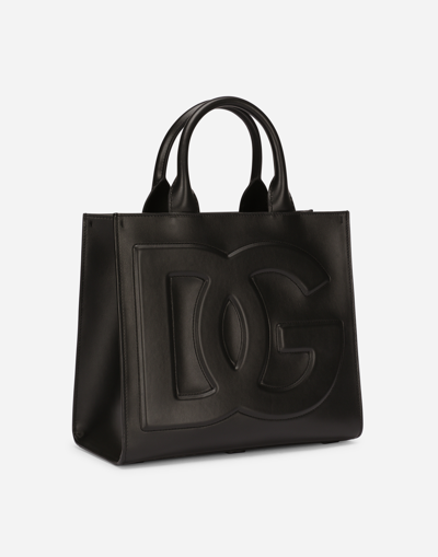 Dolce & Gabbana Structured Mini Shopper Bag With Calfskin Handles In Black