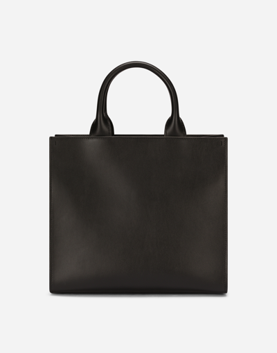 Dolce & Gabbana Structured Mini Shopper Bag With Calfskin Handles In Black