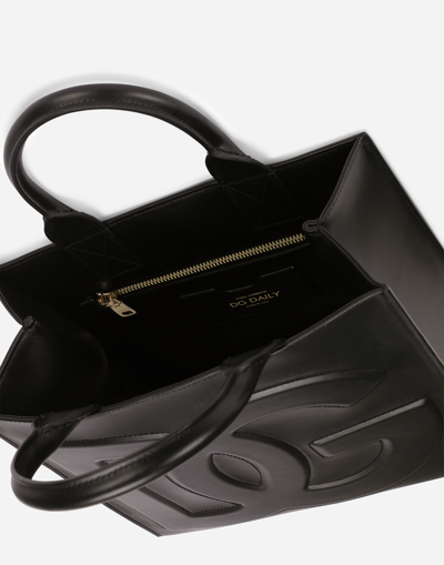 Dolce & Gabbana Structured Mini Shopper Bag With Calfskin Handles In Black