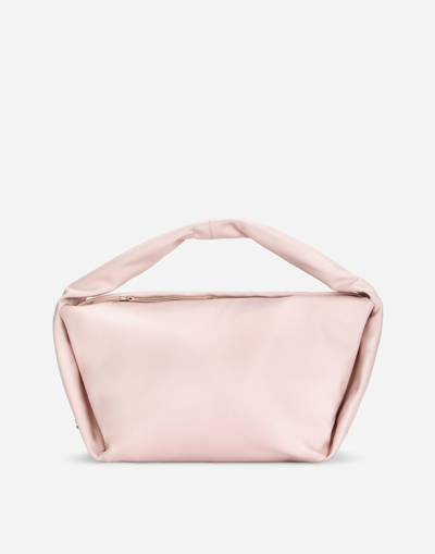 Dolce & Gabbana Medium Calfskin Soft Bag With Branded Tag In Pink