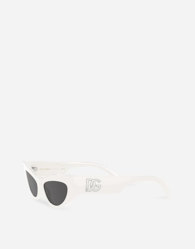 Shop Dolce & Gabbana Dg Logo Sunglasses In White