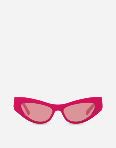 Shop Dolce & Gabbana Dg Logo Sunglasses In Fuchsia