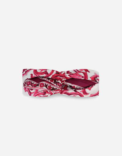 Shop Dolce & Gabbana Majolica-print Poplin Headband In Multicolor