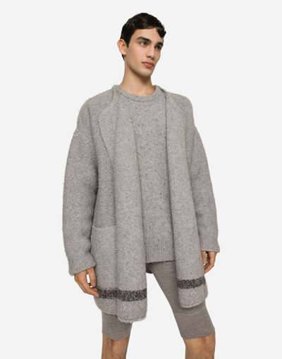 Dolce & Gabbana Logo Plaque Oversized Cardigan In Combined_colour