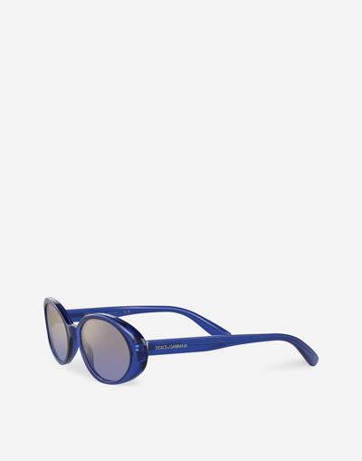 Shop Dolce & Gabbana Re-edition Sunglasses In Blue Opaline