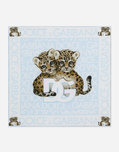 Shop Dolce & Gabbana Jersey Blanket With All-over Logo Print In Multicolor