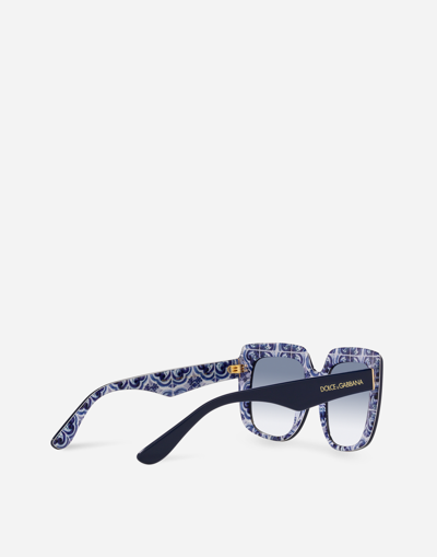 Shop Dolce & Gabbana New Print Sunglasses In Blue Nevy On Maiolica