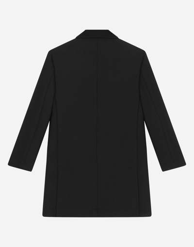 Shop Dolce & Gabbana Double-breasted Scuba Coat With Duchesse Inserts In Black
