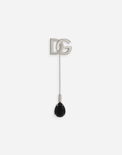 Shop Dolce & Gabbana Dg Logo Lapel Pin In Silver