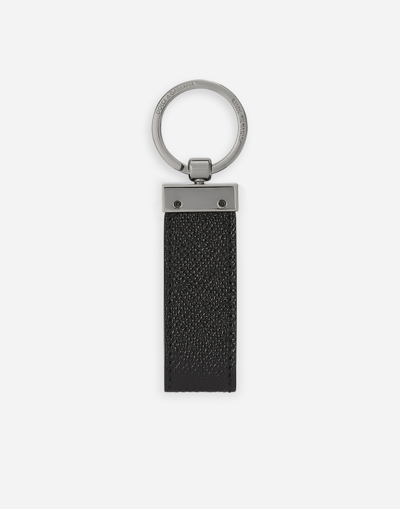 Dolce & Gabbana Men Dg Logo Leather Key Ring In Black
