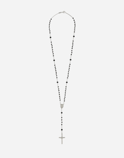 Shop Dolce & Gabbana Kim Dolce&gabbana Long Rosary Necklace In Silver