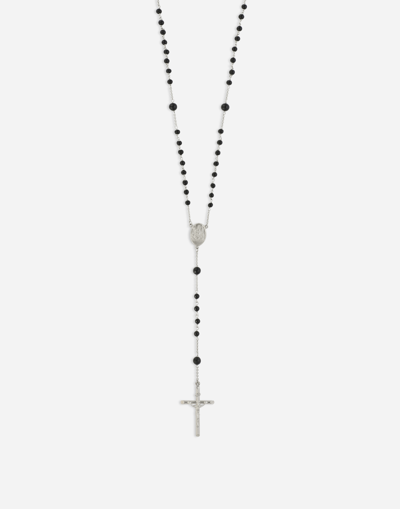 Shop Dolce & Gabbana Kim Dolce&gabbana Long Rosary Necklace In Silver