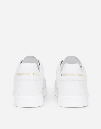 Dolce & Gabbana Portofino Low-top Sneakers In Calf Leather In White