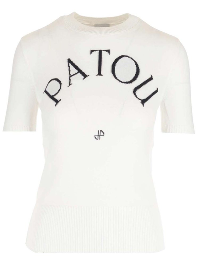 Shop Patou Logo Embroidered Knitted Top In White