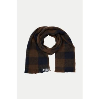Shop Selected Homme Sky Captain Hogar Checked Wool Scarf