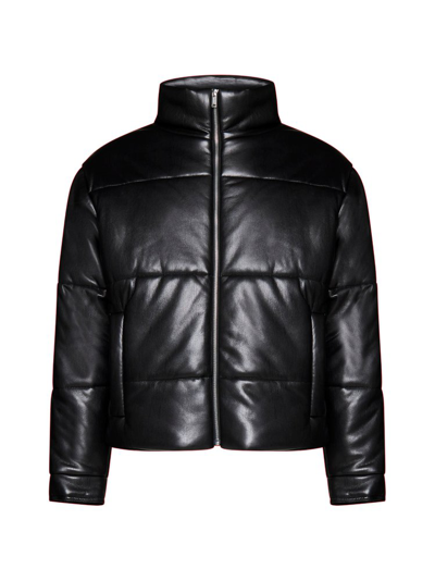 Shop Nanushka Faux Leather Puffer Jacket In Black
