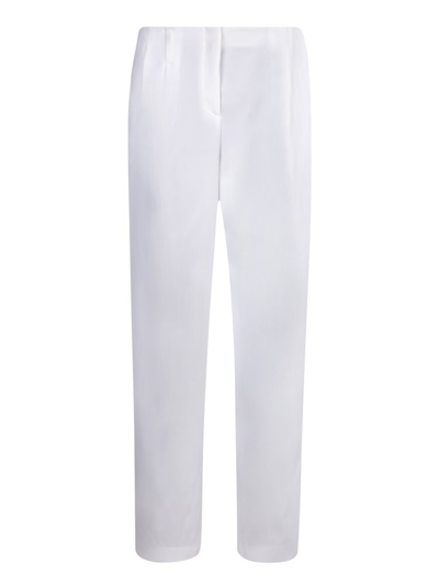 Shop Giorgio Armani Straight Leg Pleated Trousers In White