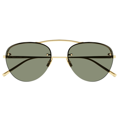 Shop Saint Laurent Eyewear Aviator Sunglasses In Gold