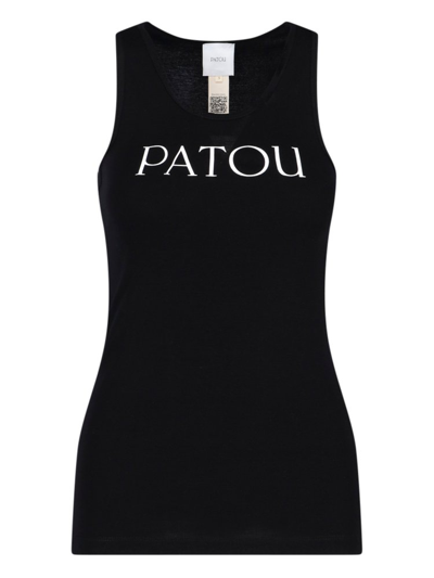 Shop Patou Logo Printed Sleeveless Tank Top In Black
