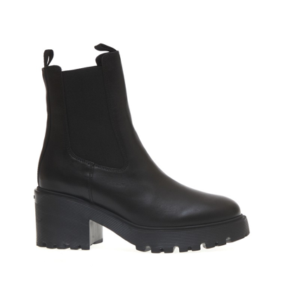 Shop Hogan 50mm Heel Black Leather Boot