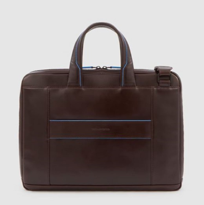 Piquadro Brown Leather Workbook With Rfid Anti-fraud Protection In Brown