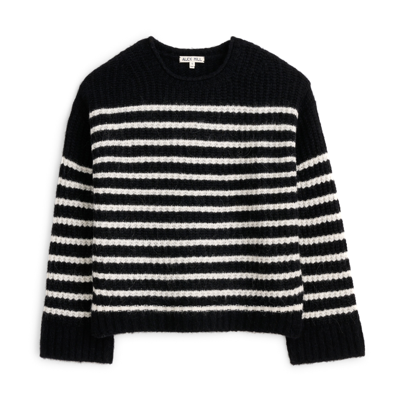 Shop Alex Mill Normandie Stripe Sweater In Black,ivory