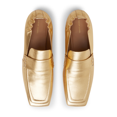 Shop Mansur Gavriel Square-toe Loafers In Gold