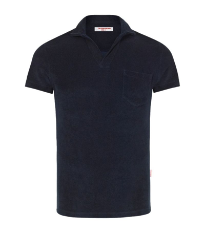 Shop Orlebar Brown Organic Terry Cotton Polo Shirt In Blue