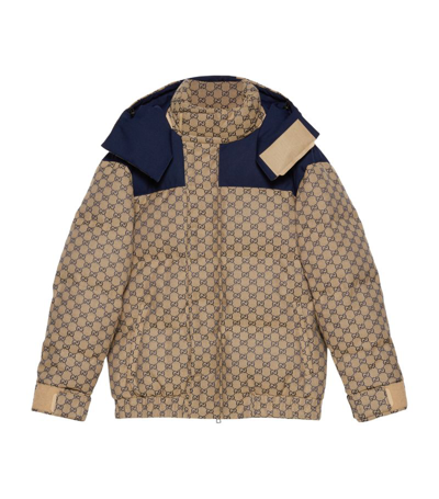 Shop Gucci Gg Canvas Down Jacket In Neutrals