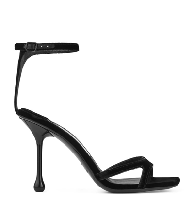 Shop Jimmy Choo Velvet Ixia Sandals 95 In Black