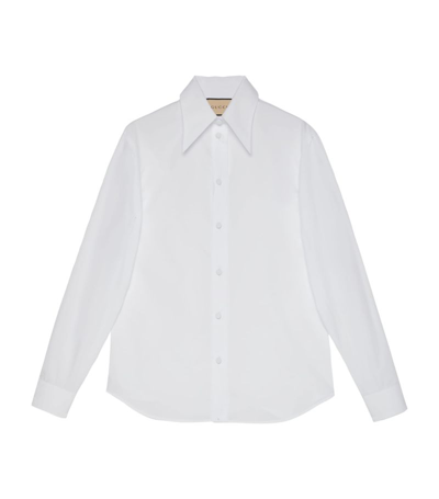 Shop Gucci Cotton Point-collar Shirt In White
