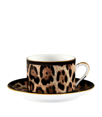 Shop Dolce & Gabbana Leopardo Teacup And Saucer In Multi