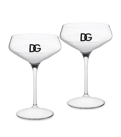 Shop Dolce & Gabbana Set Of 2 Dg Millennials Logo Martini Glasses In Multi