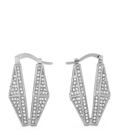 Shop Jimmy Choo Embellished Diamond Chain Earrings In Silver