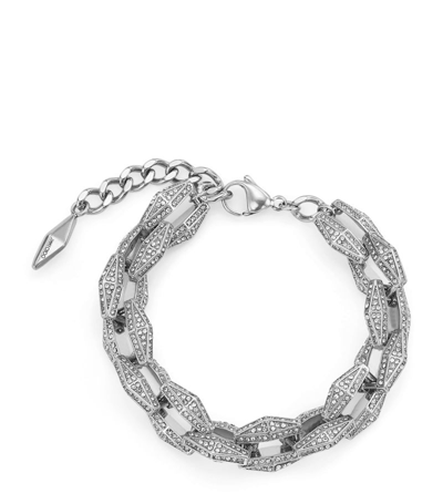 Shop Jimmy Choo Embellished Diamond Chain Bracelet In Silver