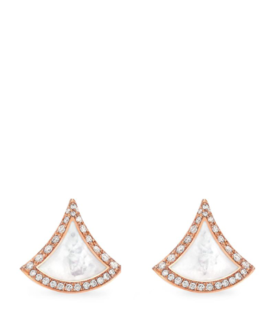 Shop Bvlgari Rose Gold, Diamond And Mother-of-pearl Divas' Dream Stud Earrings
