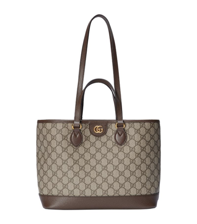Shop Gucci Mini Gg Supreme Ophidia Tote Bag In Neutrals