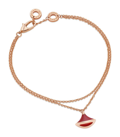 Shop Bvlgari Rose Gold And Carnelian Divas' Dream Bracelet