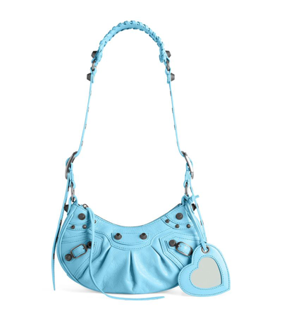 Shop Balenciaga Xs Leather Le Cagole Shoulder Bag In Blue