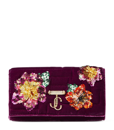 Shop Jimmy Choo Embellished Avenue Clutch Bag In Purple