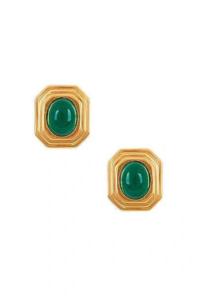 Shop Aureum Aisling Earrings In 24k Gold Vermeil & Green Onyx