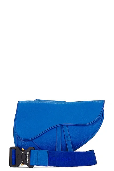 Shop Dior Calfskin Leather Saddle Shoulder Bag In Blue
