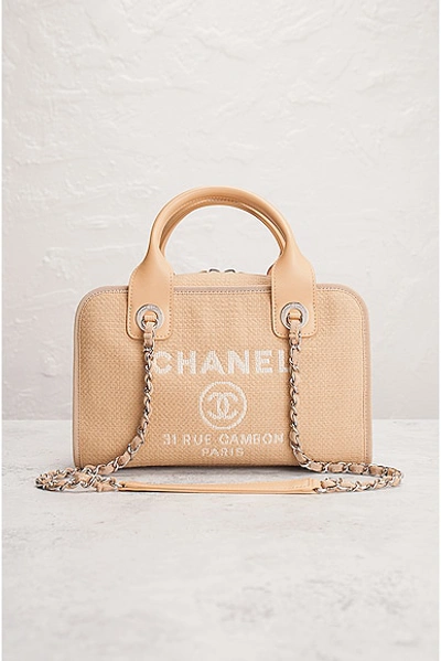 Pre-owned Chanel Deauville 2 Way Handbag In Beige